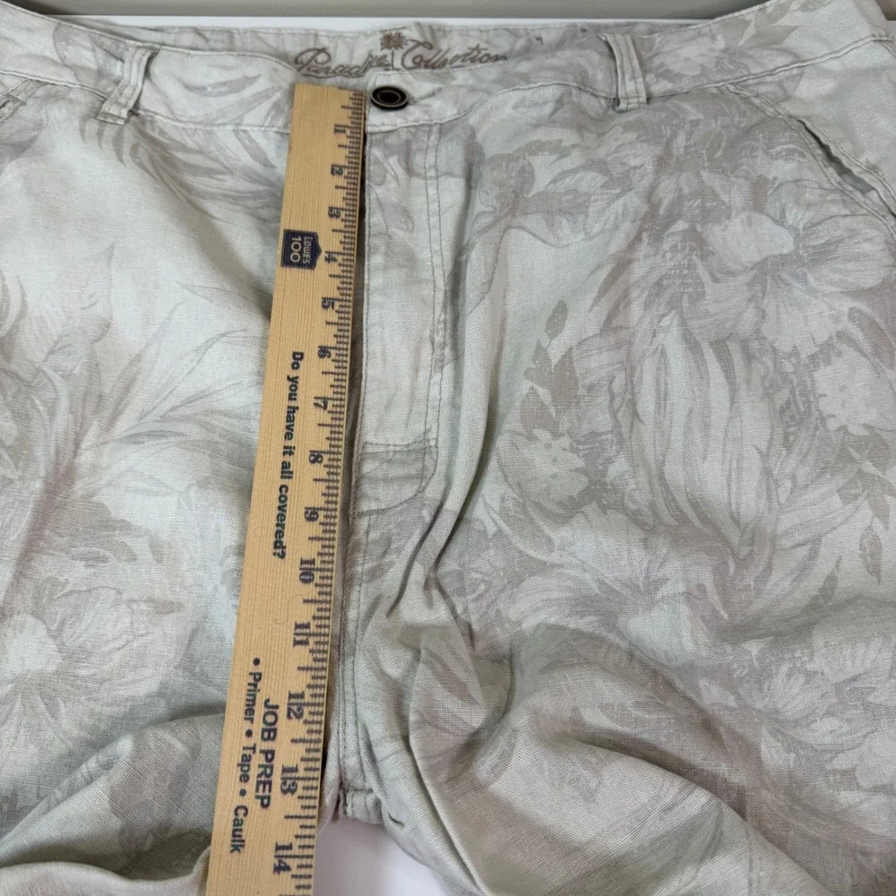 Paradise Collection Mens 42 Linen Blend Tropical Printed Cargo Shorts